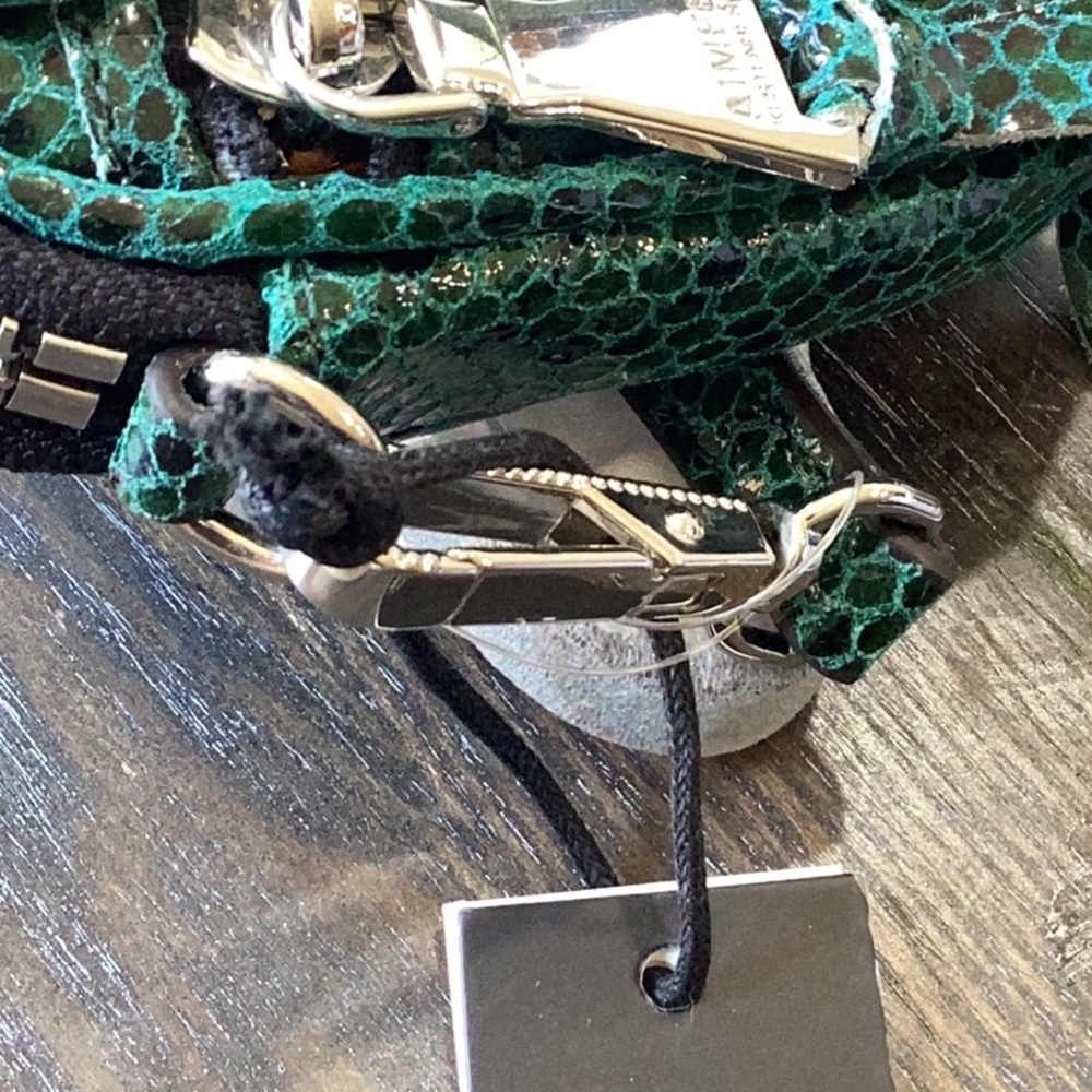 Aimee Kestenberg Green Snake Embossed Leather Crossbody Bag with Silver Hardware - Picture 4 of 12